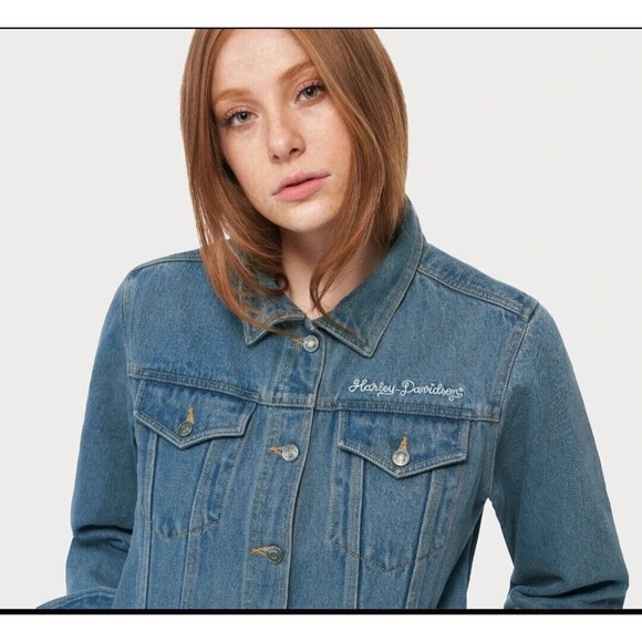 New Harley Davidson Women's Bar Shield Logo Denim Jacket 98405-21VW/000M Sz MED - Picture 4 of 7